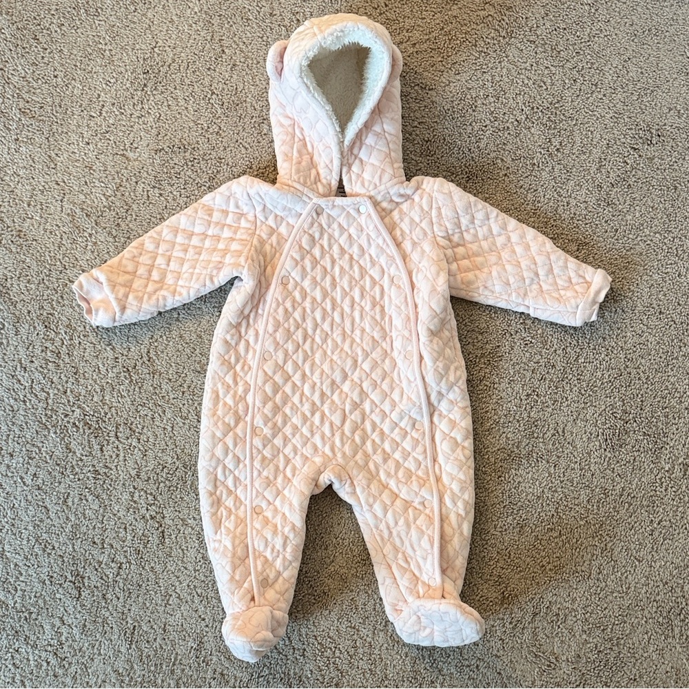 Nordstrom Soft Quilted Pink Baby One-Piece Hooded Cold Weather Suit